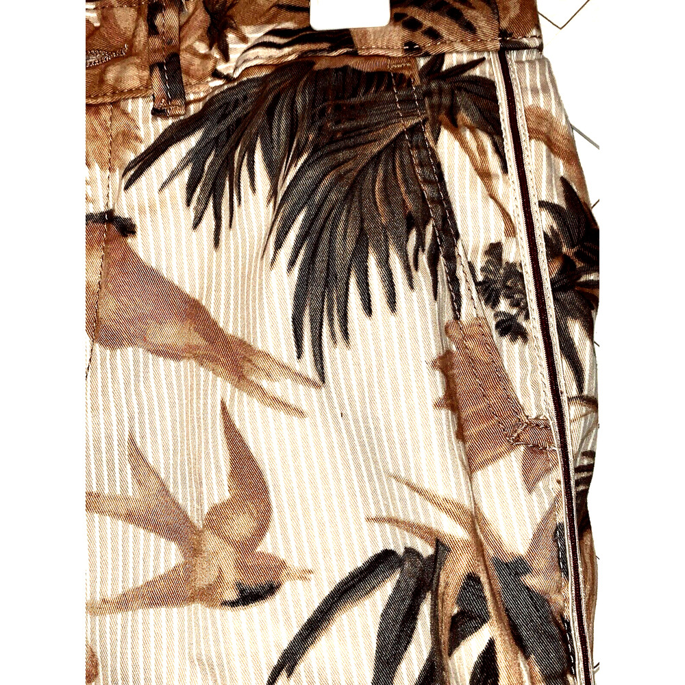 25P Chino by Anthropologie Tropical Bird Pants Dress Stripe Tan Relaxed Stretch - Picture 14 of 16